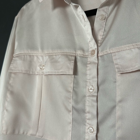 Ro & De Light Pink Oversized Satin Effect Button Up Top - Size XS. - Picture 2 of 7